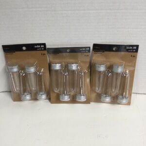 Recollections New Clear Plastic Test Tubes with Silver Caps 4pc x 3